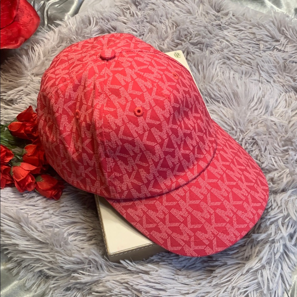 🌹Michael Kors  • NWOT Coral Pink MK Logo Baseball Cap - Picture 3 of 10